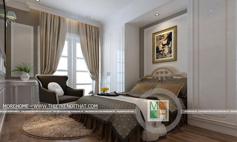 Mẫu giường ngủ tân cổ điển, bọc nỉ đầu giường cho phòng ngủ đẹp