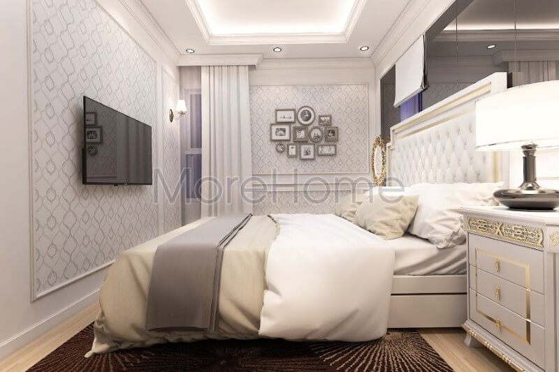 Trang trí nội thất phòng ngủ master với tone màu trắng chủ đạo, không quá nổi bật nhưng vẫn mang lại sức hút thêm cho không gian