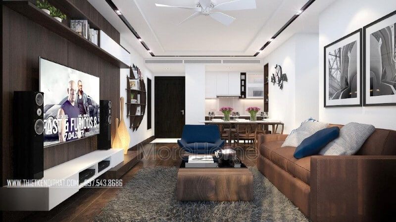 Nội thất màu gỗ trầm nâu gỗ khiến cho căn phòng mang màu sắc trầm và gợi vẻ đẹp ấn tượng